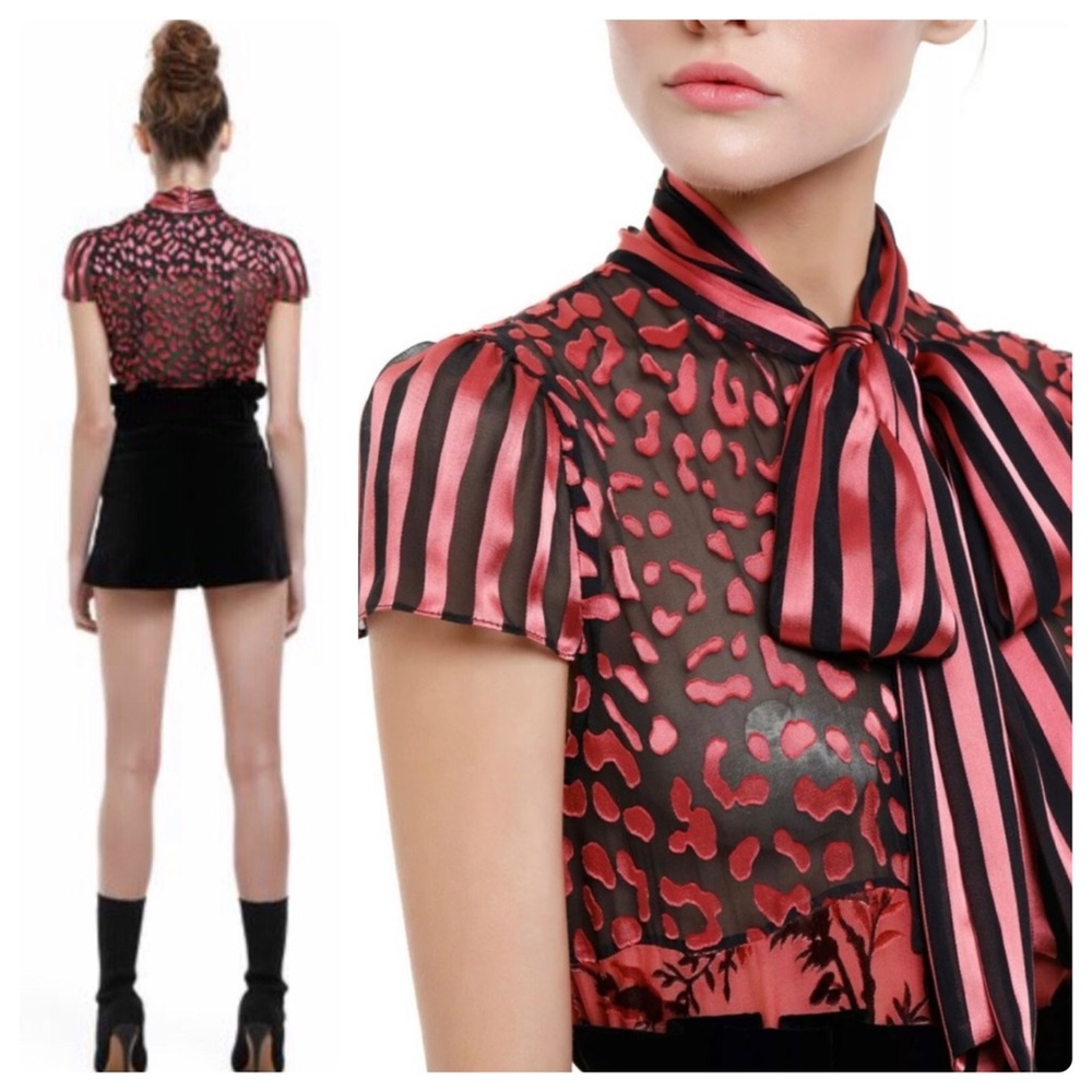 ALICE + OLIVIA Jeannie Tie Neck Blouse - Picture 4 of 12